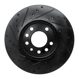 Cadillac BLS Brake Rotor (1) - Front Right - R1 Concepts - Drilled & Slotted - Black - `03-`11